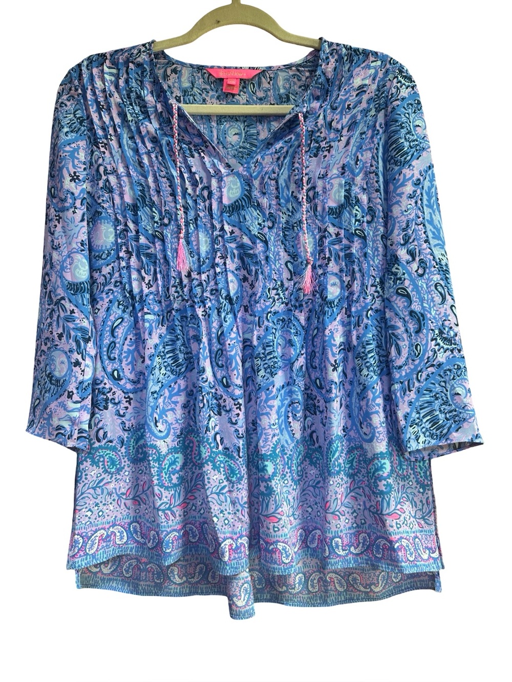 Lilly Pulitzer Boho Paisley Peasant Top - Blue/Purple/Pink XXS read description
